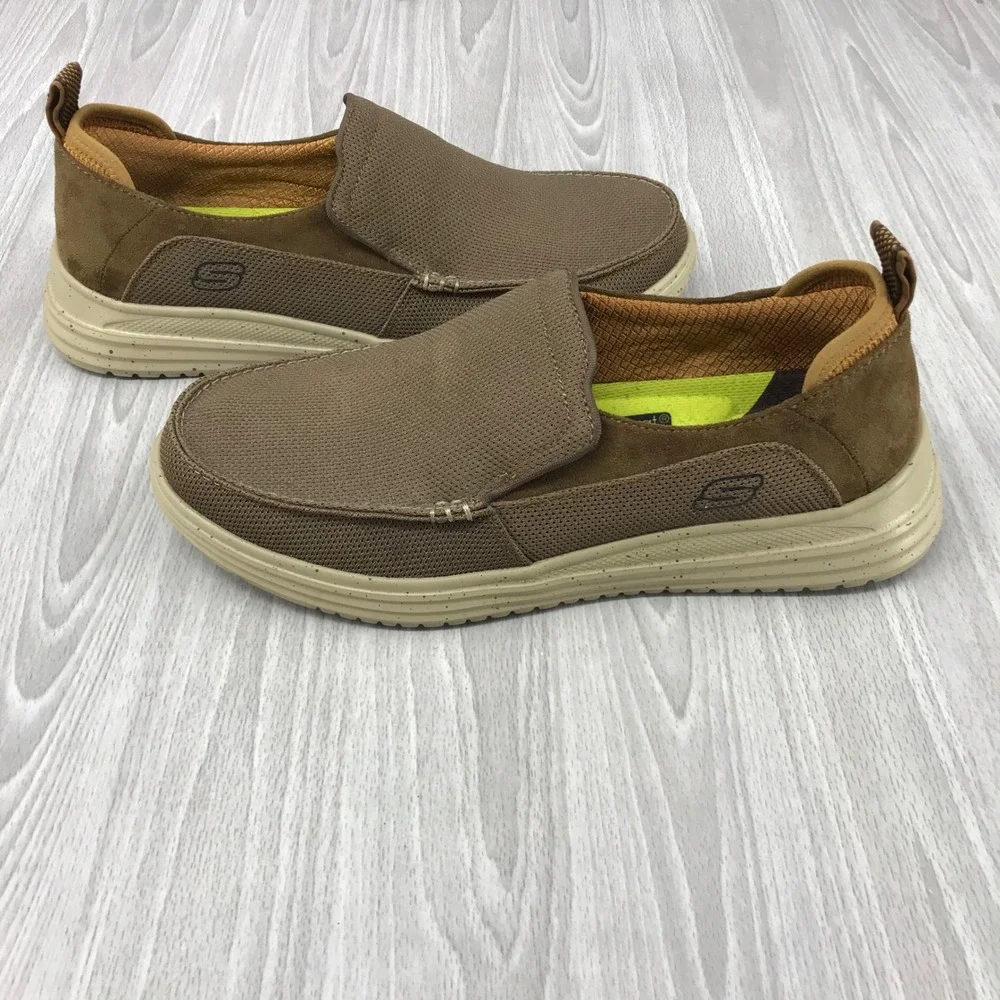 Skechers Mens Classic Fit Air‎ Cooled Memory Foam Loafers Brown 204568 BRN